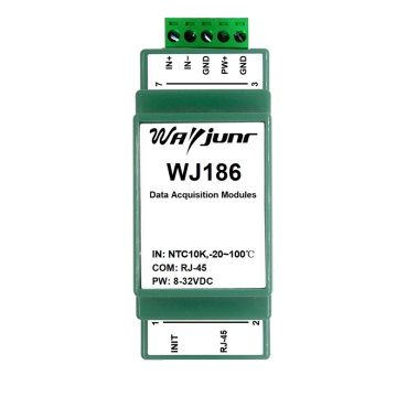 NTC熱敏電阻溫度轉網絡Modbus TCP和MQTT數據采集模塊 WJ186
