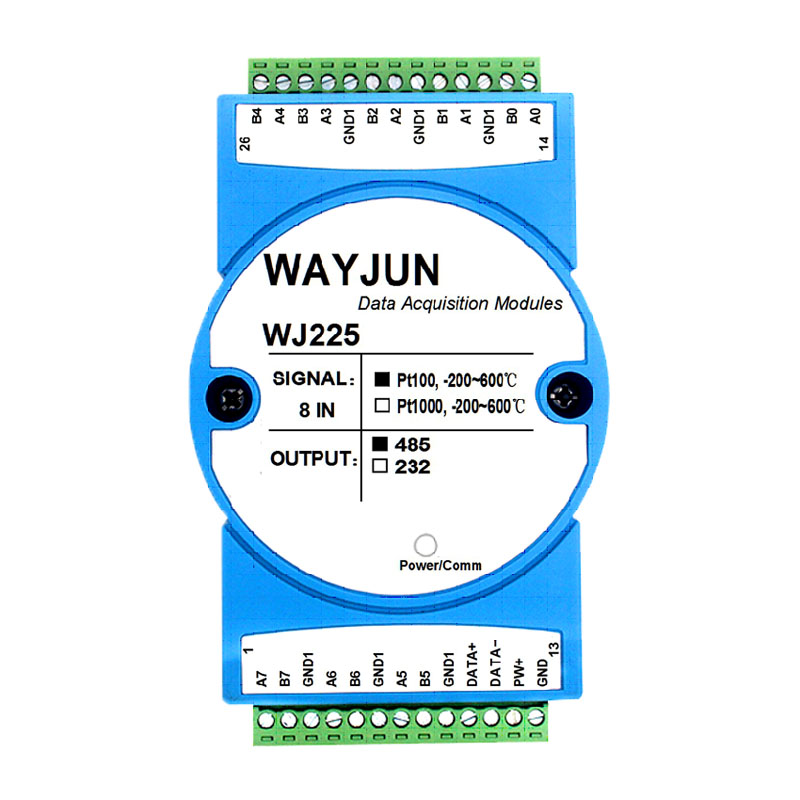 8通道Pt100/Pt1000轉RS-485/232，熱電阻溫度Modbus數(shù)據(jù)采集模塊 WJ225