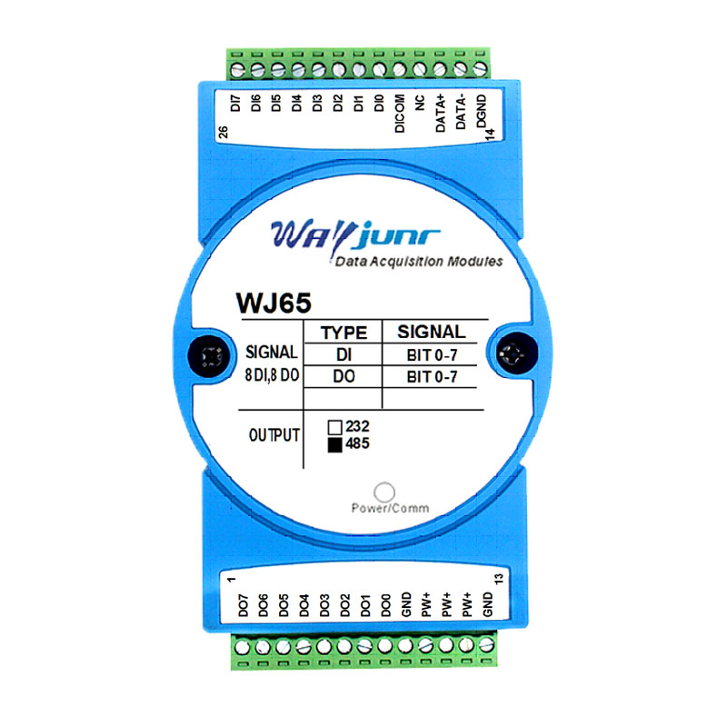 八路DI八路DO，開關量隔離轉RS-485/232，數(shù)據(jù)采集遠程I/O模塊 WJ65
