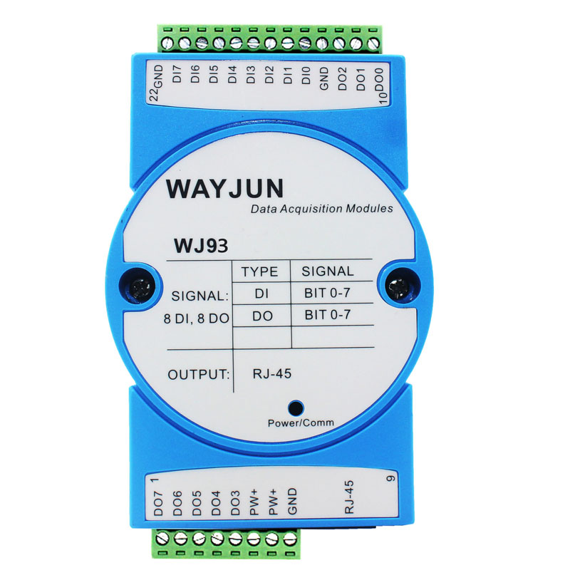 8路DI高速計數器，8路DO支持PWM輸出，Modbus TCP模塊 WJ93